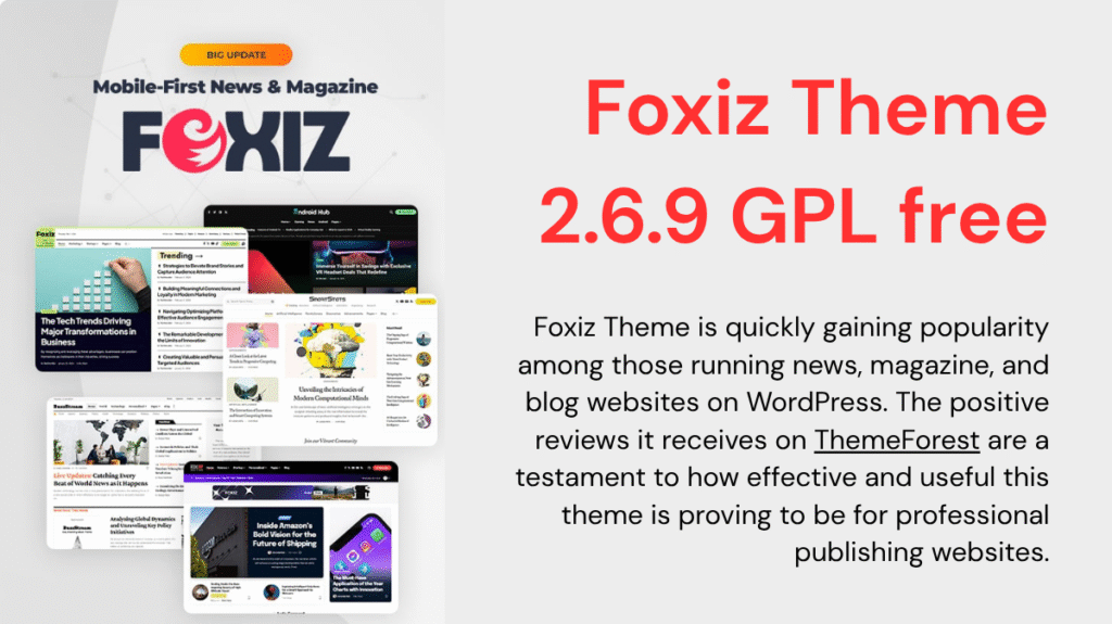 Foxiz Theme 2.6.9 GPL free